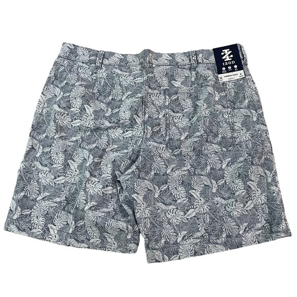 Izod Mens Chambray Classic Fit Shorts 36 Waist 8 Inseam Tropical Leaf Design - Picture 4 of 5